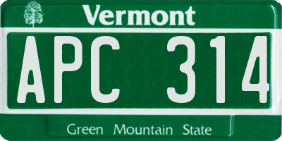 VT license plate APC314