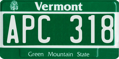 VT license plate APC318