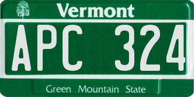 VT license plate APC324