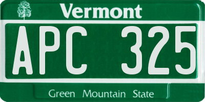 VT license plate APC325