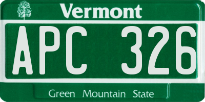 VT license plate APC326