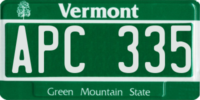 VT license plate APC335
