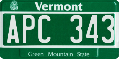 VT license plate APC343