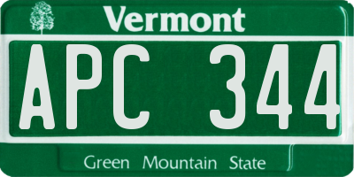 VT license plate APC344
