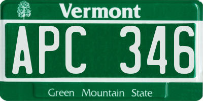 VT license plate APC346