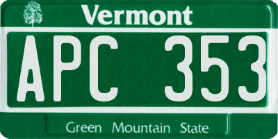 VT license plate APC353
