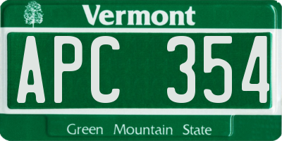 VT license plate APC354