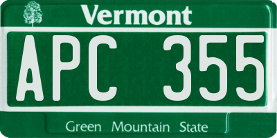 VT license plate APC355