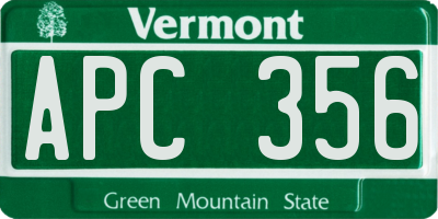 VT license plate APC356