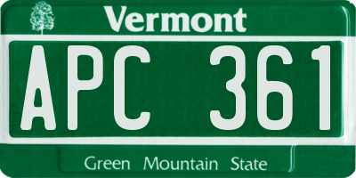 VT license plate APC361