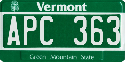 VT license plate APC363
