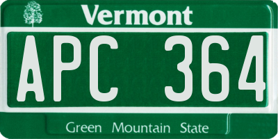 VT license plate APC364