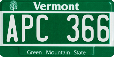 VT license plate APC366