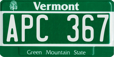 VT license plate APC367