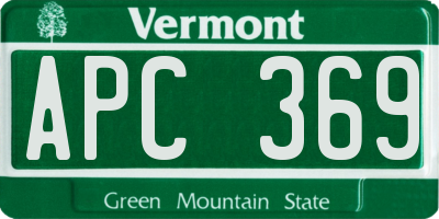 VT license plate APC369