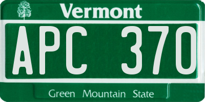 VT license plate APC370