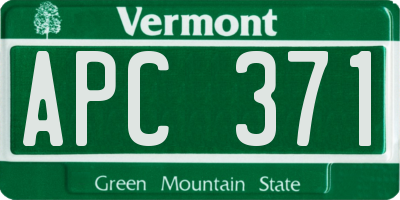 VT license plate APC371