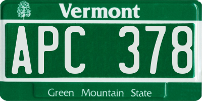 VT license plate APC378