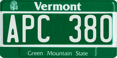 VT license plate APC380