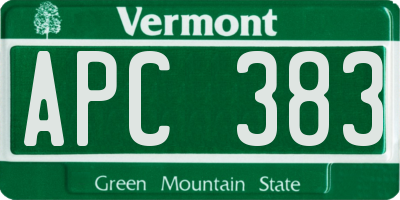 VT license plate APC383