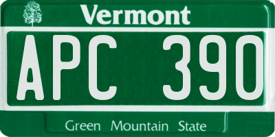 VT license plate APC390