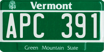 VT license plate APC391