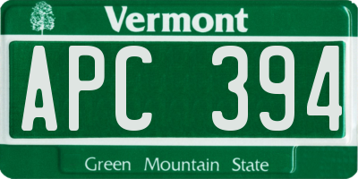 VT license plate APC394