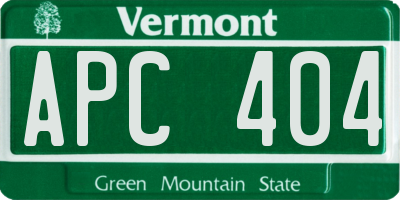 VT license plate APC404