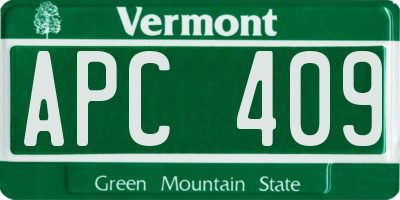 VT license plate APC409