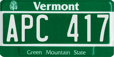 VT license plate APC417