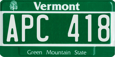 VT license plate APC418
