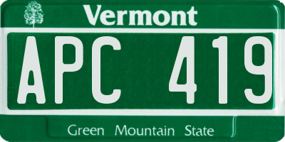 VT license plate APC419