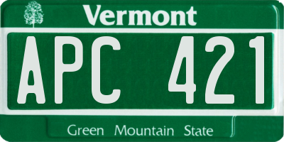 VT license plate APC421