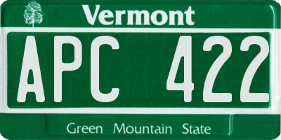 VT license plate APC422