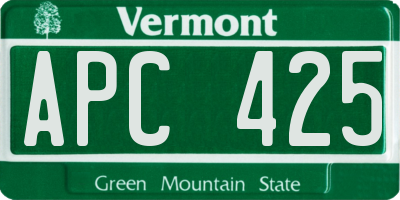 VT license plate APC425