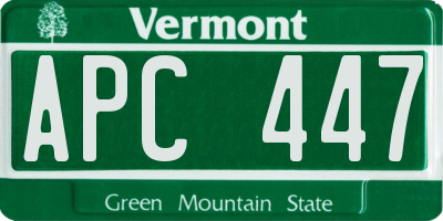 VT license plate APC447