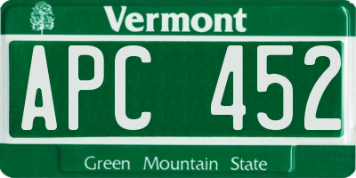 VT license plate APC452