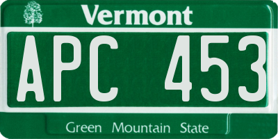 VT license plate APC453