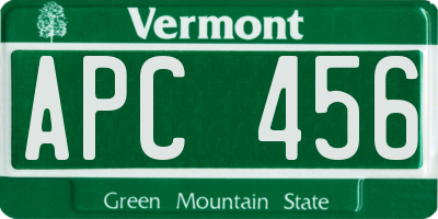 VT license plate APC456