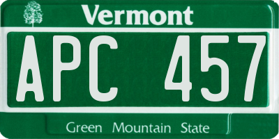 VT license plate APC457