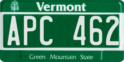 VT license plate APC462