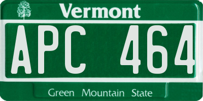 VT license plate APC464