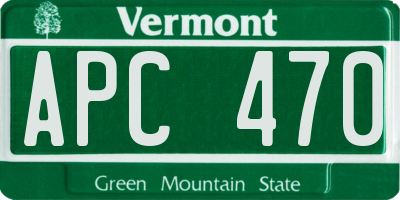 VT license plate APC470