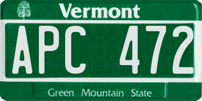 VT license plate APC472