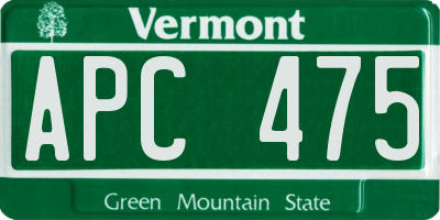 VT license plate APC475