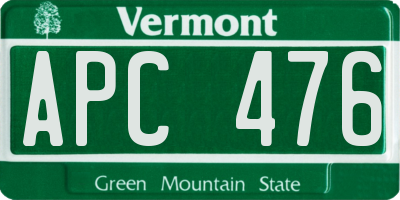 VT license plate APC476