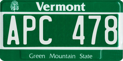 VT license plate APC478