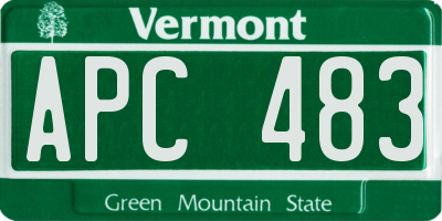 VT license plate APC483