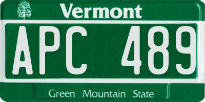 VT license plate APC489