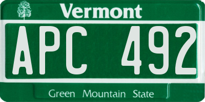 VT license plate APC492
